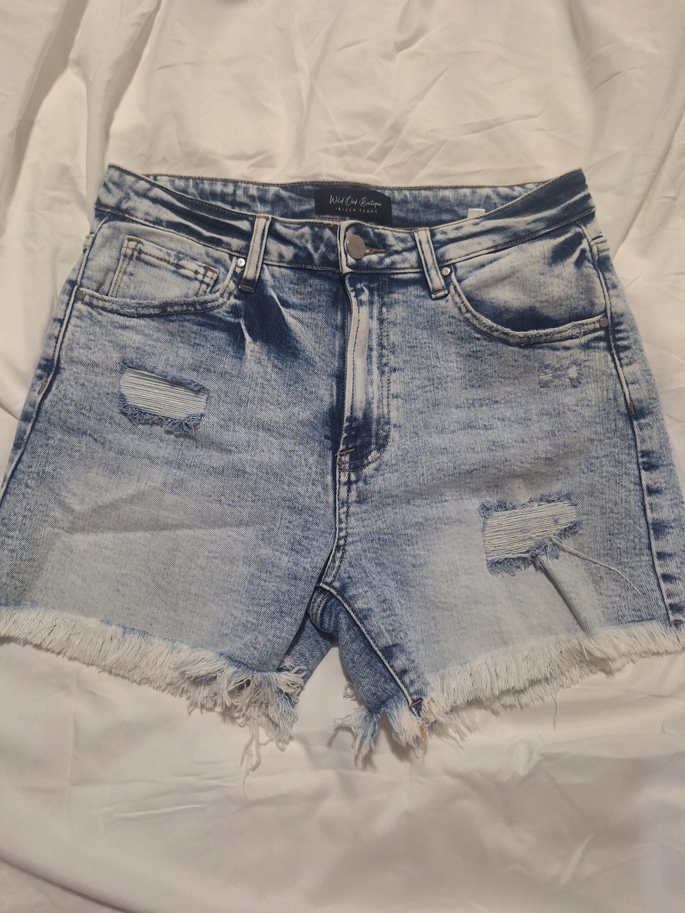 Light Wash Distressed Denim Shorts - Risen Brand